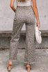 Western Leopard Print Frayed High Waist Wide Leg Jeans