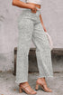Western Leopard Print Frayed High Waist Wide Leg Jeans
