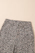 Western Leopard Print Frayed High Waist Wide Leg Jeans