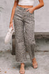 Western Leopard Print Frayed High Waist Wide Leg Jeans