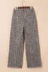 Western Leopard Print Frayed High Waist Wide Leg Jeans