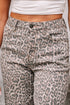 Western Leopard Print Frayed High Waist Wide Leg Jeans