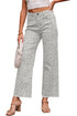Western Leopard Print Frayed High Waist Wide Leg Jeans