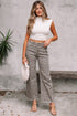 Western Leopard Print Frayed High Waist Wide Leg Jeans
