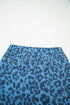 Western Leopard Print Frayed Split Denim Midi Skirt