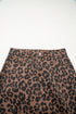 Western Leopard Print Frayed Split Denim Midi Skirt