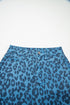 Western Leopard Print Frayed Split Denim Midi Skirt