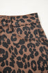 Western Leopard Print Frayed Split Denim Midi Skirt