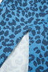 Western Leopard Print Frayed Split Denim Midi Skirt
