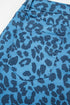 Western Leopard Print Frayed Split Denim Midi Skirt