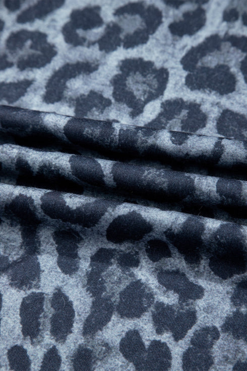 Western Leopard Print Frilled Drawstring Wide Leg Pants