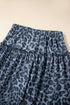 Western Leopard Print Frilled Drawstring Wide Leg Pants