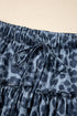 Western Leopard Print Frilled Drawstring Wide Leg Pants