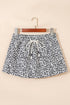 Western Leopard Print Fringe Tassel Drawstring Denim Shorts