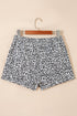 Western Leopard Print Fringe Tassel Drawstring Denim Shorts