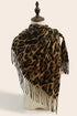 Western Leopard Print Fringed Wool Spinning Scarf
