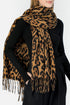 Western Leopard Print Fringed Wool Spinning Scarf