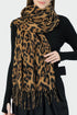 Western Leopard Print Fringed Wool Spinning Scarf