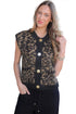 Western Leopard Print Knit Sleeveless Statement Sweater Vest
