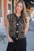 Western Leopard Print Knit Sleeveless Statement Sweater Vest