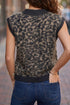 Western Leopard Print Knit Sleeveless Statement Sweater Vest
