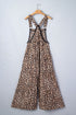 Western Leopard Print Lace Trim Ruffled Wide Leg Jumpsuit