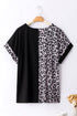 Western Leopard Print Patchwork Blocked T Shirt