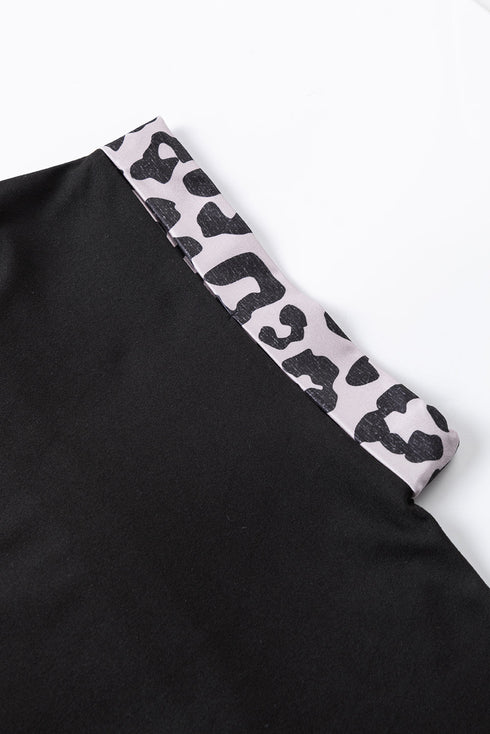 Western Leopard Print Patchwork Blocked T Shirt