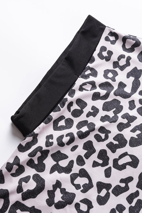 Western Leopard Print Patchwork Blocked T Shirt