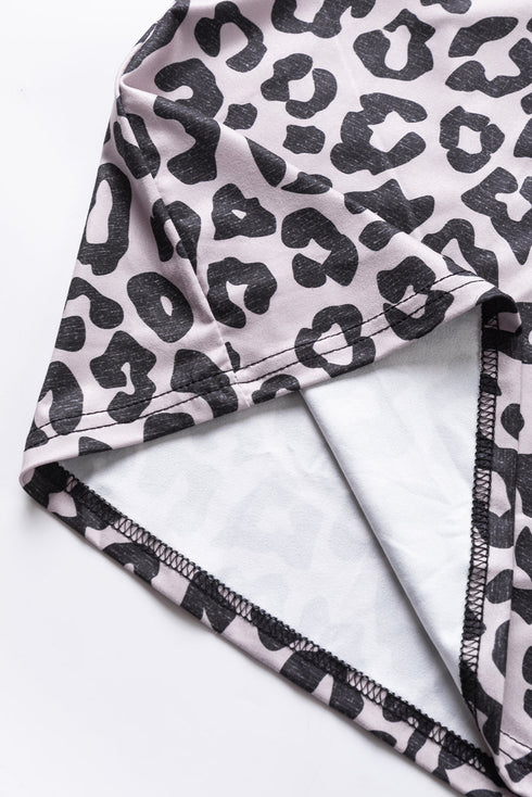 Western Leopard Print Patchwork Blocked T Shirt