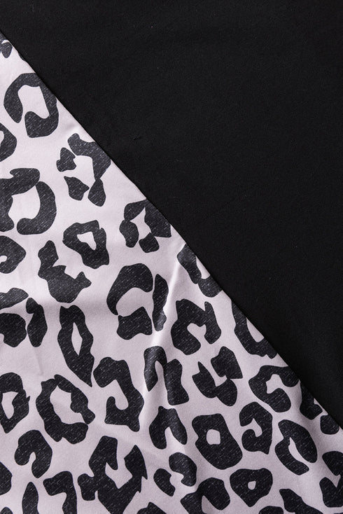 Western Leopard Print Patchwork Blocked T Shirt