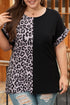 Western Leopard Print Patchwork Blocked T Shirt