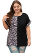 Western Leopard Print Patchwork Blocked T Shirt
