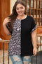 Western Leopard Print Patchwork Blocked T Shirt