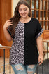 Western Leopard Print Patchwork Blocked T Shirt