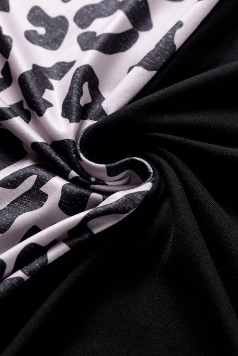Western Leopard Print Patchwork Blocked T Shirt
