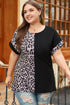 Western Leopard Print Patchwork Blocked T Shirt
