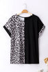 Western Leopard Print Patchwork Blocked T Shirt