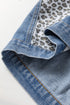 Western Leopard Print Patchwork Flap Detail Denim Outerwear