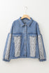 Western Leopard Print Patchwork Flap Detail Denim Outerwear