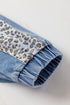 Western Leopard Print Patchwork Flap Detail Denim Outerwear