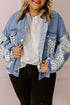 Western Leopard Print Patchwork Flap Detail Denim Outerwear