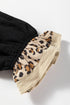 Western Leopard Print Patchwork Ruffled Long Sleeve Blouse