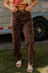 Western Leopard Print Patchwork Seam Detail Wide Leg Jeans