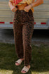 Western Leopard Print Patchwork Seam Detail Wide Leg Jeans