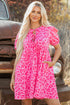 Western Leopard Print Puff Sleeve A Line Mini Dress