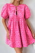 Western Leopard Print Puff Sleeve A Line Mini Dress