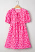 Western Leopard Print Puff Sleeve A Line Mini Dress