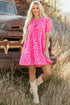 Western Leopard Print Puff Sleeve A Line Mini Dress