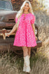 Western Leopard Print Puff Sleeve A Line Mini Dress